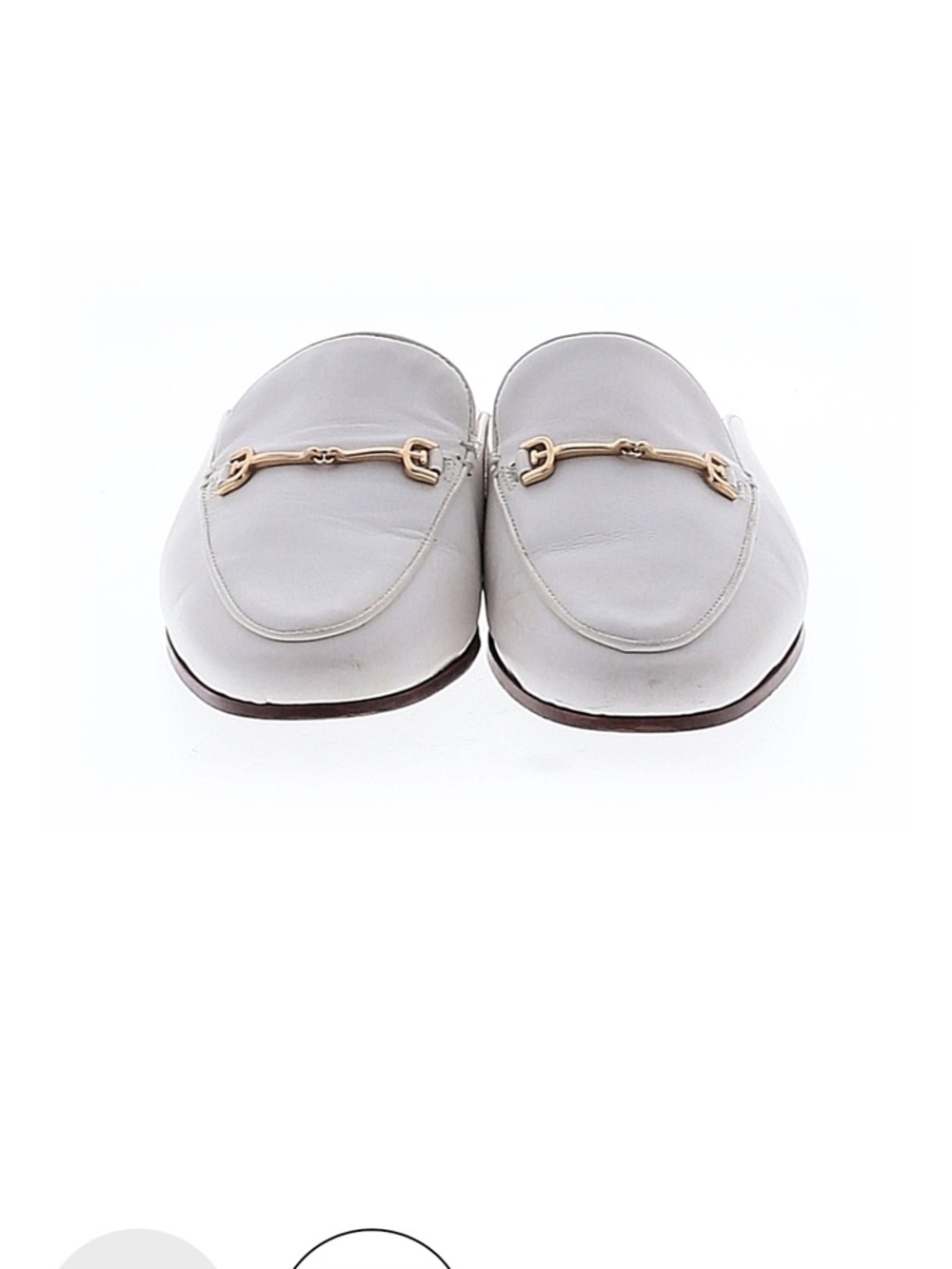 Sam Edelman White Leather Mule Loafers with Gold Bit